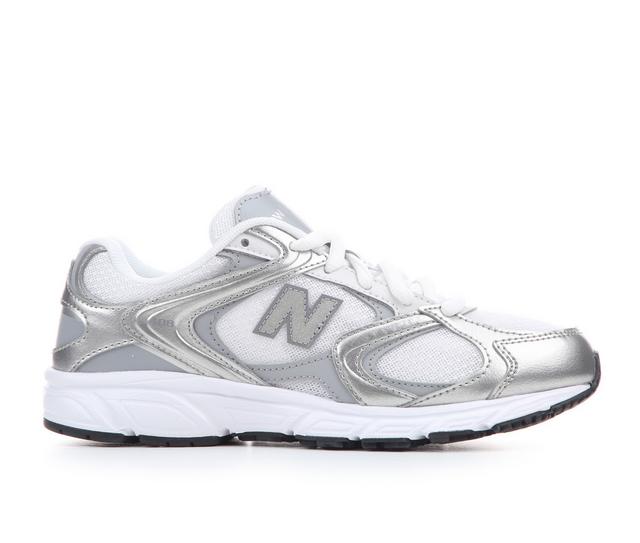 Girls' New Balance Big Kid 408 Running Shoes in White/Silver color