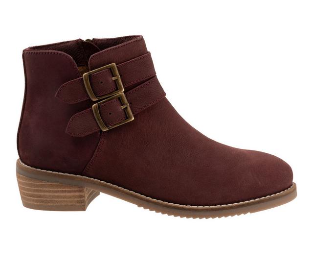 Women's Softwalk Rochester Booties in Cherry Nubuck color