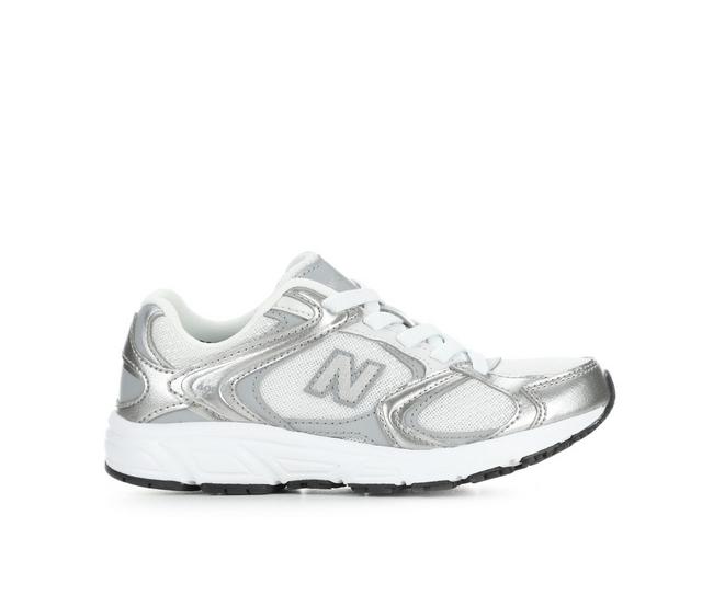 Girls' New Balance Little Kid 408 Sneakers in White/Silver color