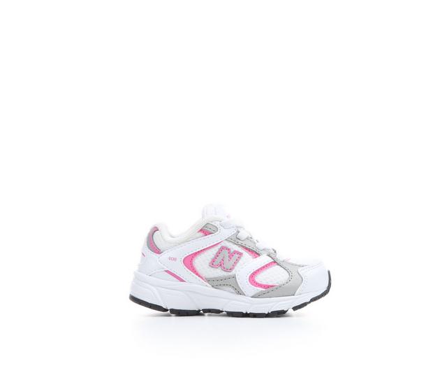 Girls' New Balance Infant & Toddler 408 Running Shoes in Wht/Pnk Satin color