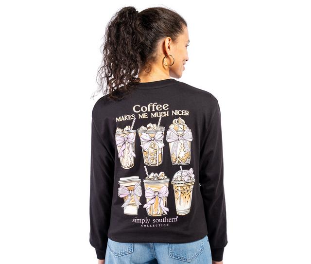 Simply Southern Nicer Long Sleeve Tee in BLK color
