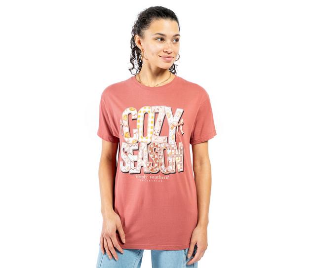 Simply Southern Cozy Short Sleeve Tee in Maple color