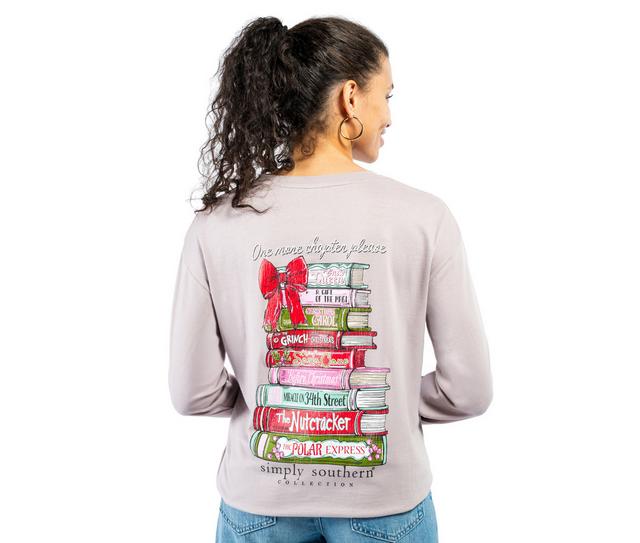 Simply Southern Books Long Sleeve Tee in DRFTWD color