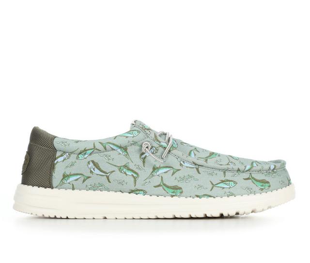 Men's HEYDUDE Wally Bluewater Casual Shoes in Green Multi color