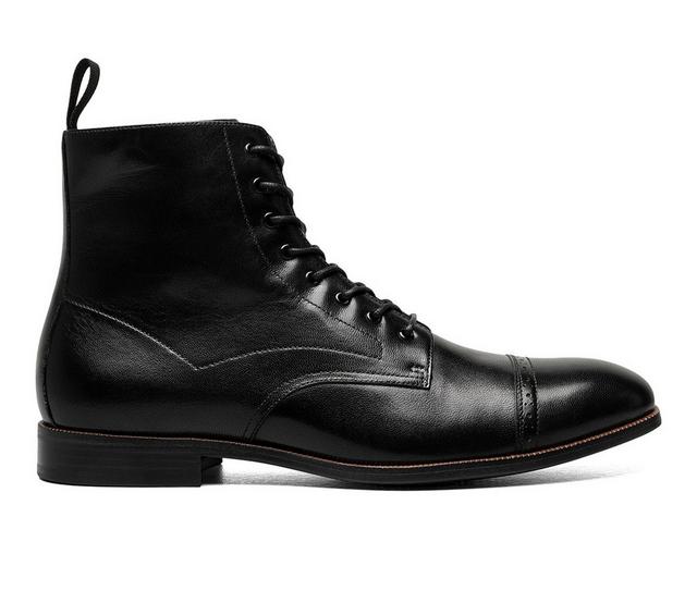 Men's Stacy Adams Henry Cap Toe Lace Boot Dress Shoes in Black color