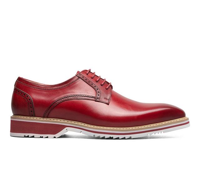 Men's Stacy Adams Barringer Plain Toe Oxford Dress Shoes in Red color
