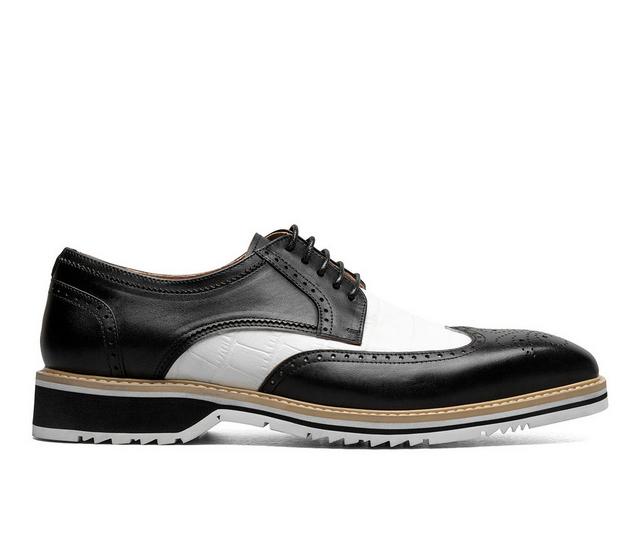 Men's Stacy Adams Beaumont Wingtip Oxford Dress Shoes in Black/White color