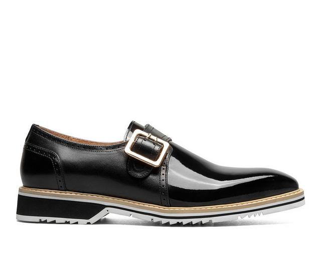 Men's Stacy Adams Bartram Plain Toe Monk Strap Dress Shoes in Black color