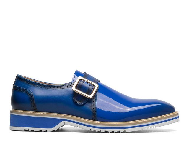 Men's Stacy Adams Bartram Plain Toe Monk Strap Dress Shoes in Blue color