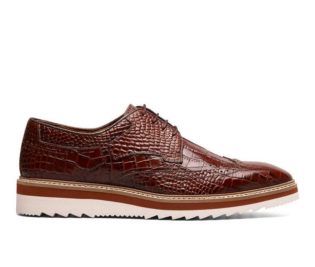 Men's Stacy Adams Alario Wingtip Oxford Dress Shoes in Cognac color