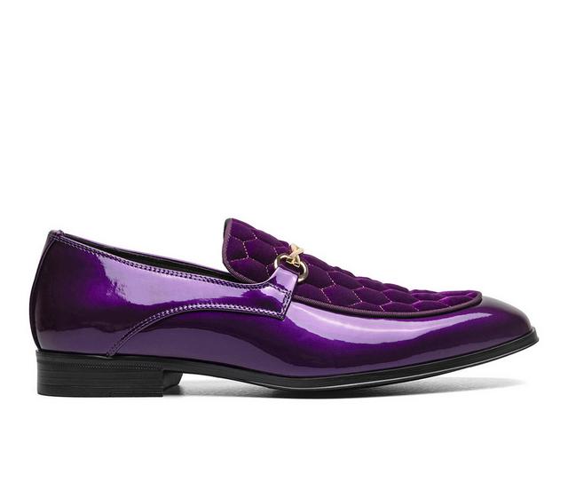 Men's Stacy Adams Sprague Moc Toe Slip On Dress Shoes in Purple color