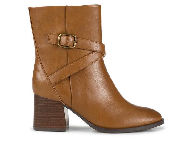Women's Baretraps Dorma Block Heel Midi Boot Booties in Dark Cognac color