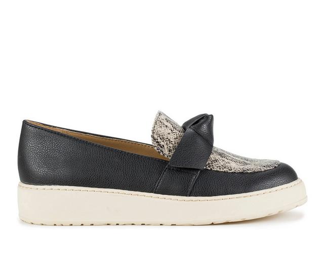 Women's Baretraps Ferdana Moc Toe Slip On Loafers in Black Snake color