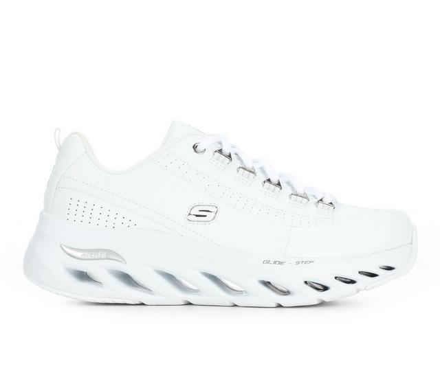 Women's Skechers 150672 Arch Fit Glide Step Walking Shoes in White Leather color