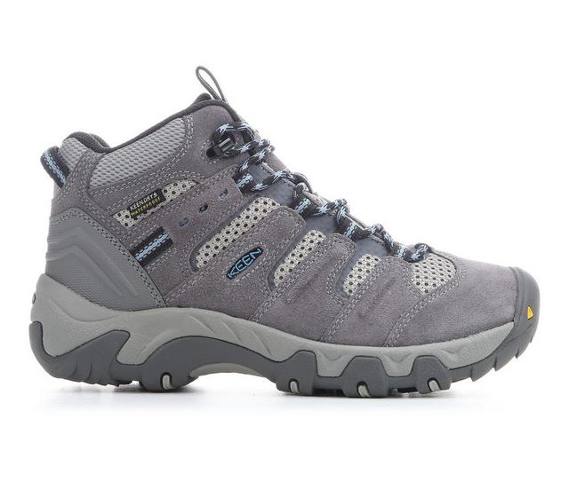 Women's Keen Outdoor Headout Mid Waterproof Hiking Boots in Steel Grey/Blue color