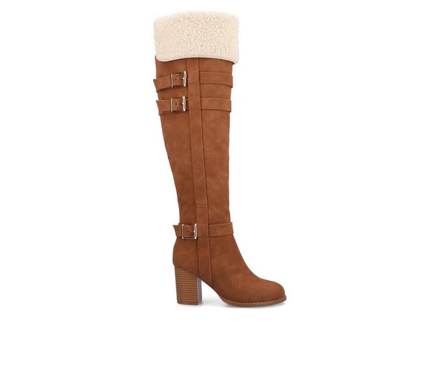 Women's Journee Collection Alyza Knee High Boots in Chestnut color