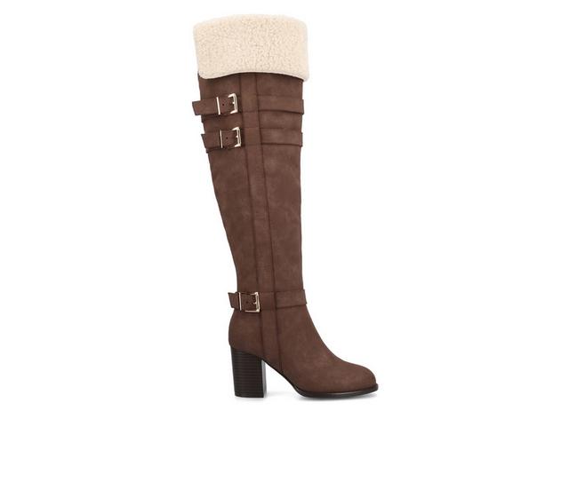 Women's Journee Collection Alyza Knee High Boots in Chocolate color