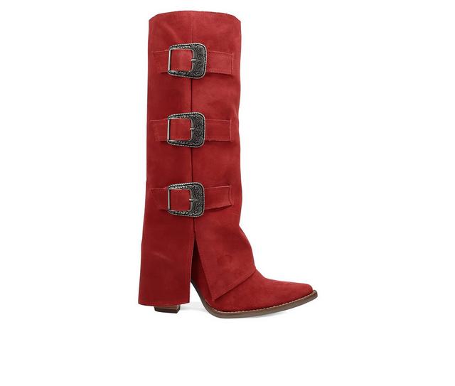 Women's Dingo Boot Buckle Bunny Western Boots in Red color