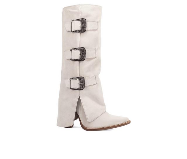 Women's Dingo Boot Buckle Bunny Western Boots in White color