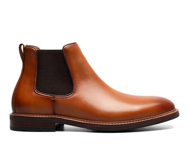 Men's Florsheim Anthem Plain Toe Gore Boot Chelsea Boots in Saddle Tan color
