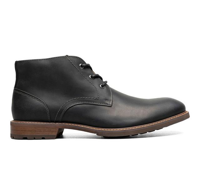 Men's Florsheim Lodge Plain Toe 3 Eye Chukka Boot Dress Shoes in Crazy Horse Bk color