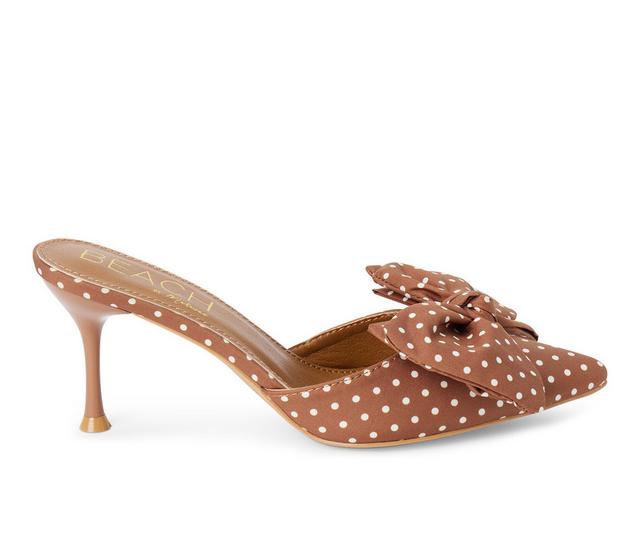 Women's Beach by Matisse Goldie Heeled Mules in Brown Dot color