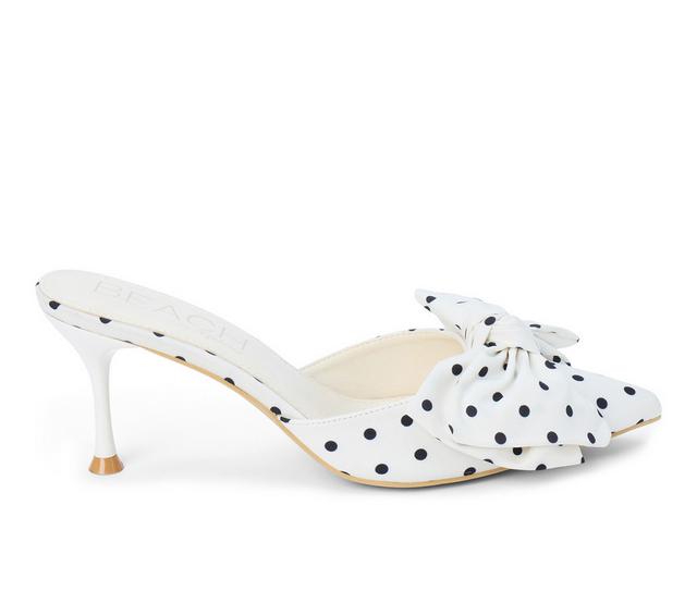 Women's Beach by Matisse Goldie Heeled Mules in White Dot color