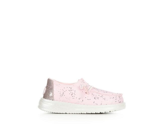 Girls' HEYDUDE Toddler Wendy Sparkle Surprise Casual Shoes in Sparkle Pink color