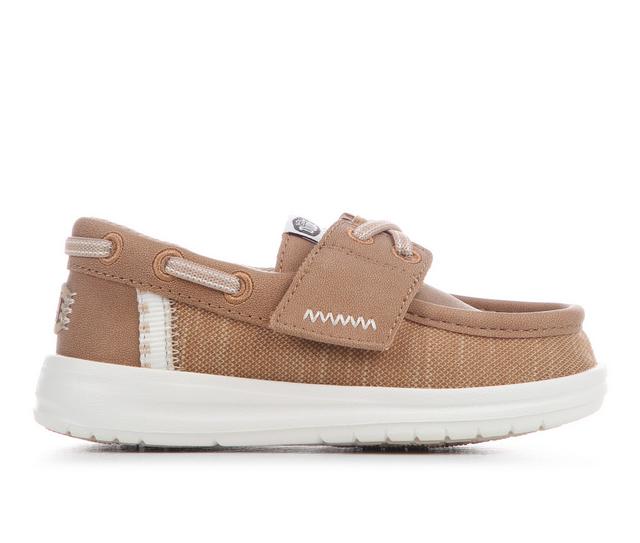 Kids' HEYDUDE Toddler Wells Classic Boat Shoes in Cognac color
