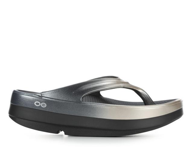 Men's Oofos OOmega OOlala Luxe Sandals in Latte Fade color