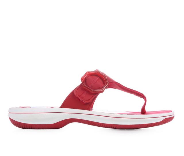 Women's Clarks Breeze Cove Sandals in Cherry Red color