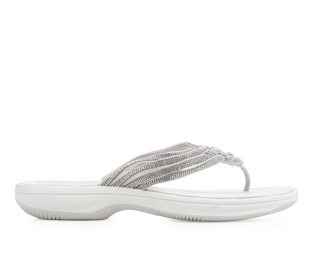 Women's Clarks Breeze Gem Flip-flops in Silver color