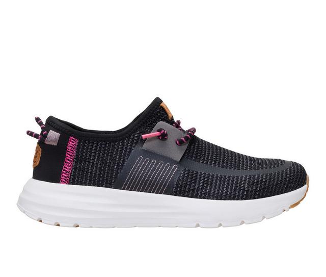 Women's HEYDUDE Sirocco W Stretch Sox Sneakers in Black Onyx/Pink color