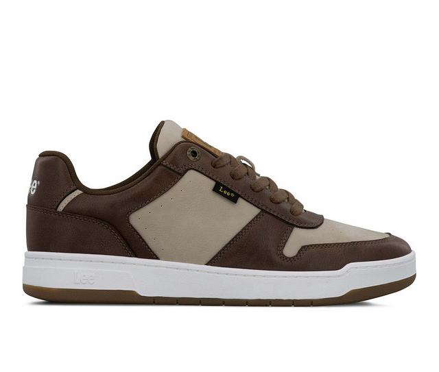 Men's Lee Footwear Specter Sneakers in Brown/Pebble color