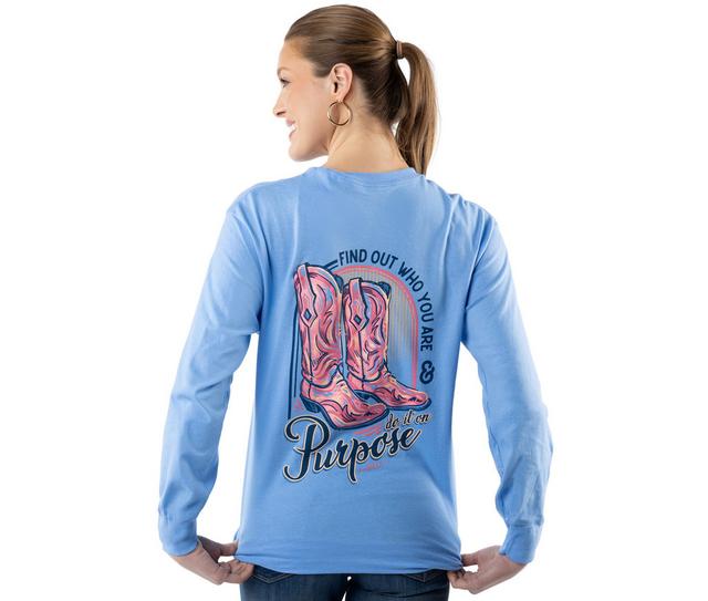 It's a Girl Thing Do It With A Purpose Long Sleeve Tee in CAROLINA BLUE color