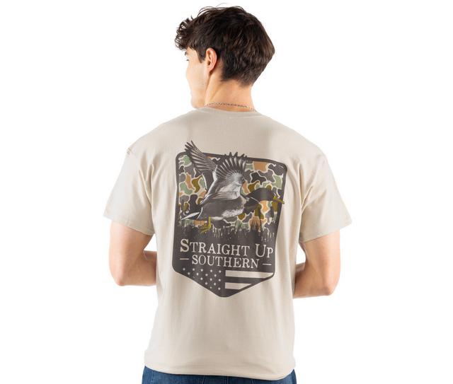 STRAIGHT UP SOUTHERN Duck Camo Patch Short Sleeve Tee in SAND color