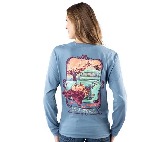 Lily Grace Change Is Beautiful Long Sleeve Tee in SLATE color