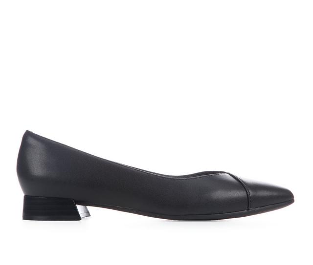 Women's Clarks Natalyn Wish Dress Flat in Black Leather color