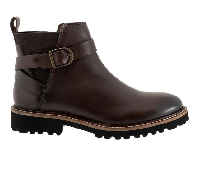 Women's Softwalk Ina Booties in Dark Brown color