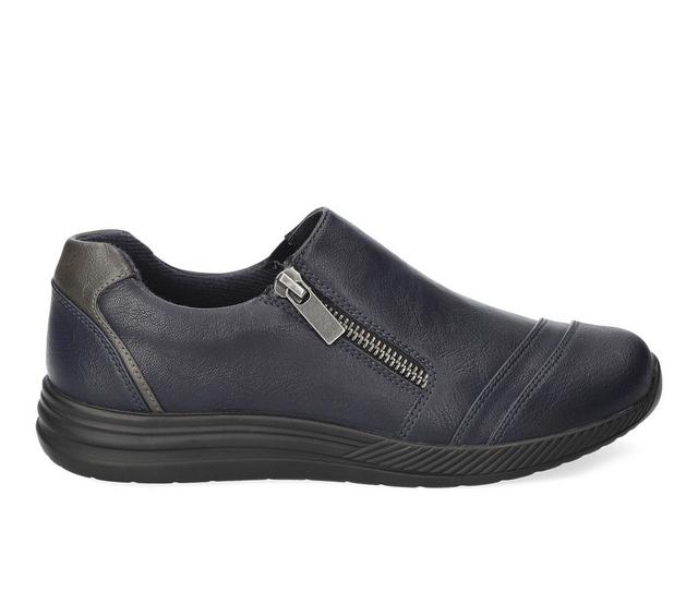Women's Easy Street Karol Slip-ons in Navy/Grey color