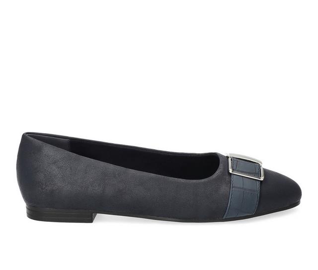 Women's Easy Street Keely Flats in Navy Matte color