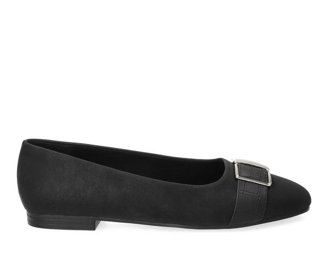 Women's Easy Street Keely Flats in Black Matte color
