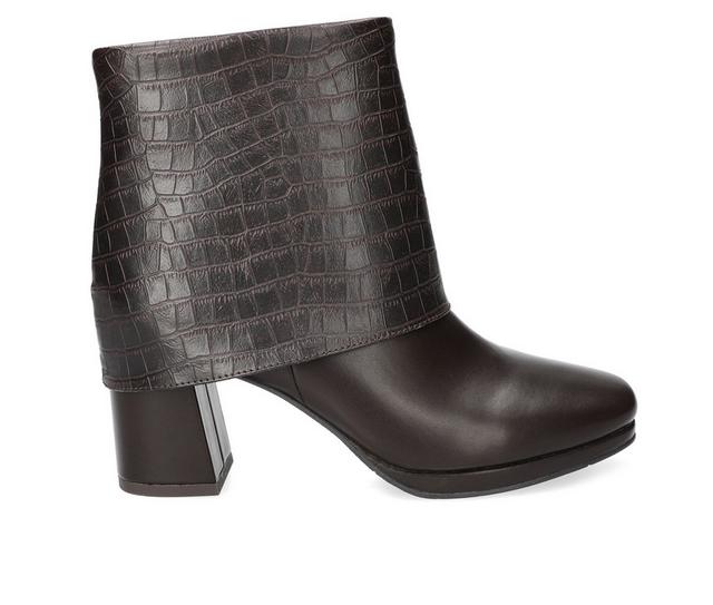 Women's Easy Street Sutton Booties in Brown Croco color
