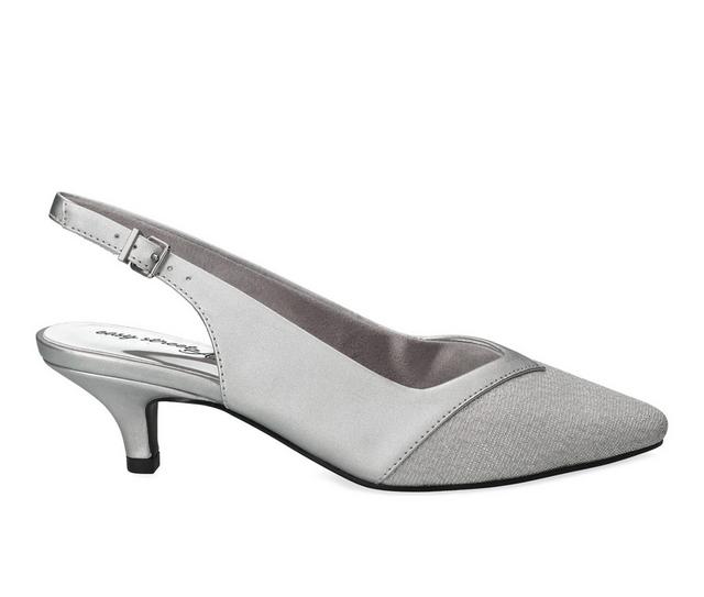 Women's Easy Street Vivid Dress Sandals in Silver Satin color