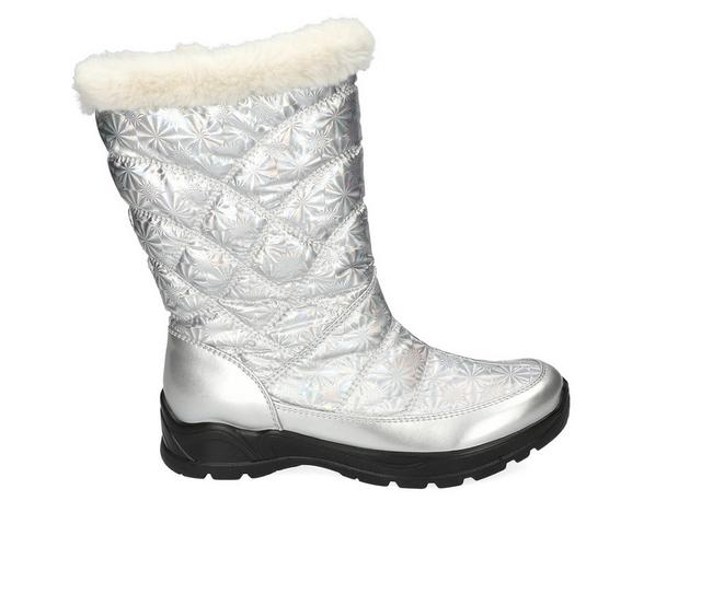 Women's Easy Street Cuddle Winter Boots in Silver Patent color