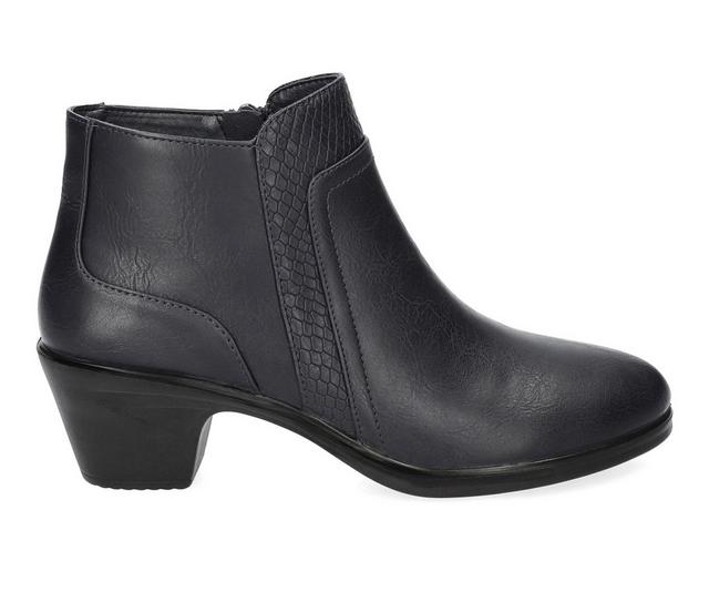 Women's Easy Street Langley Booties in Navy-Snake color