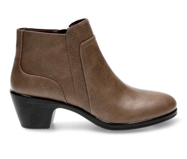 Women's Easy Street Langley Booties in Taupe-Snake color