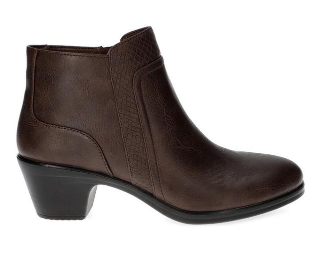 Women's Easy Street Langley Booties in Brown-Snake color