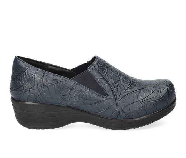 Women's Easy Works by Easy Street Domino Work Shoes in Navy Tooled color