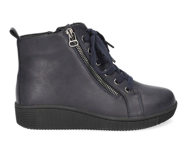Women's Easy Works by Easy Street Hollyann Booties in Navy Burnished color